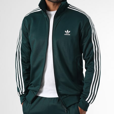 Adidas Originals - Ensemble De Survetement A Bandes Classic JY1280 JY1275 Vert Bouteille Foncé